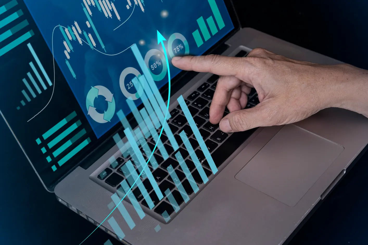 Person analyzing data on screen