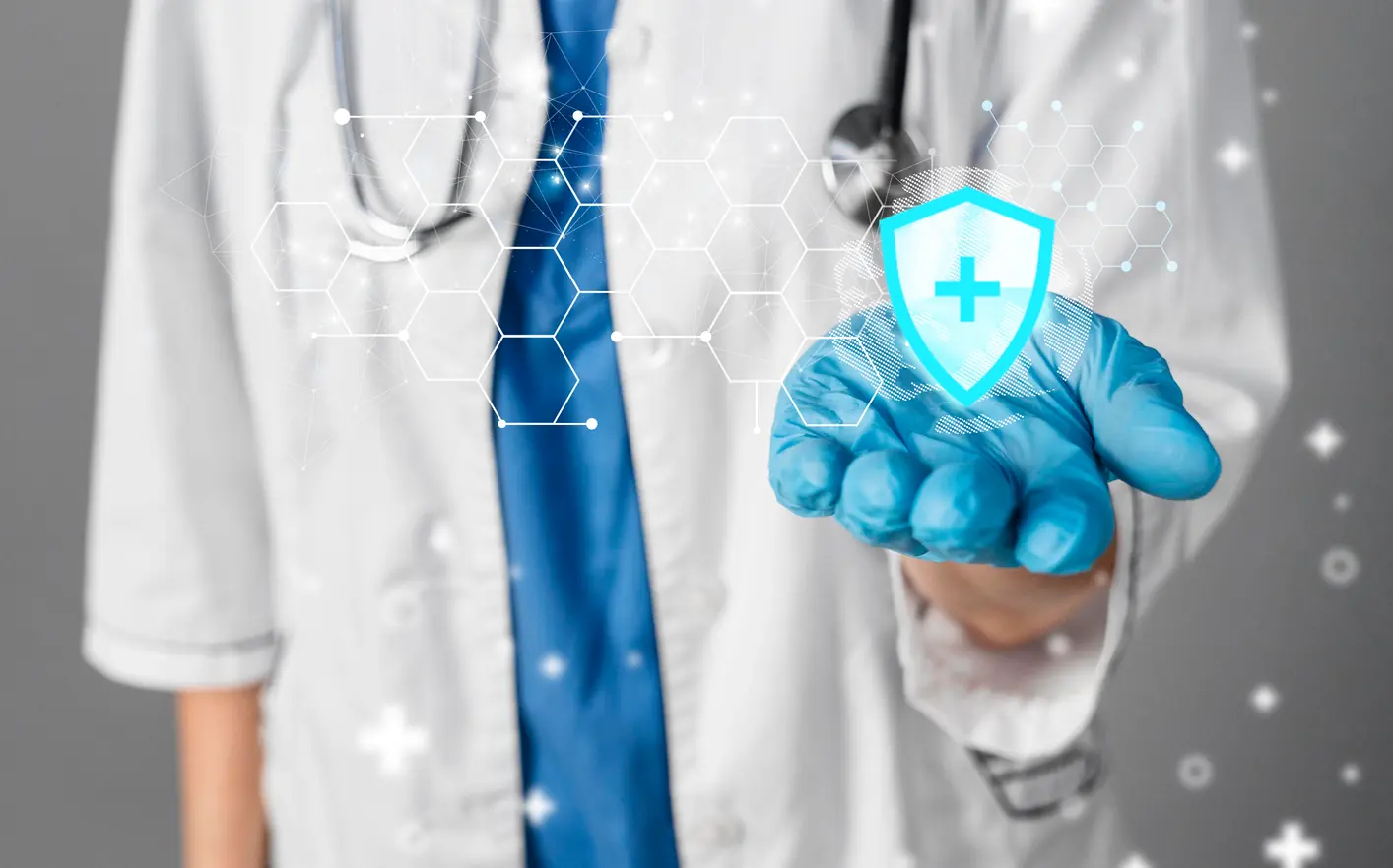 Medical Banner with Doctor Wearing Glove